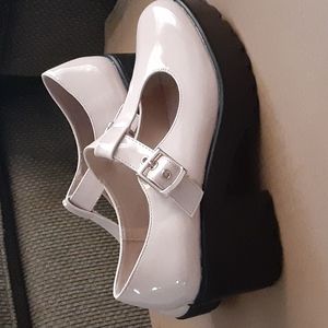 Baby pink and black mary janes